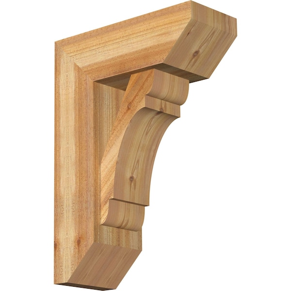 Ekena Millwork Olympic Slat Rough Sawn Bracket w/ Offset Brace, Western Red Cedar, 8"W x 20"D x 28"H BKT0806X20X28OLY06RWR - main